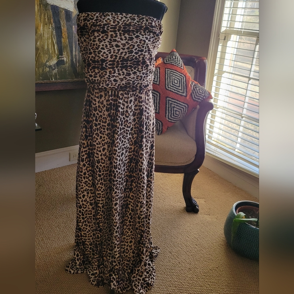 Leopard Print Strapless Dress